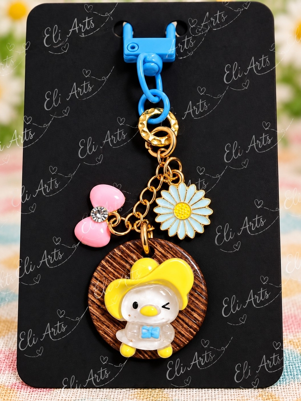Yellow Character Keychain with Daisy & Bow Charms